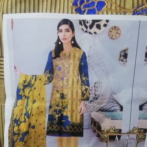 3Pcs Lawn Suit with lawn dupatta (Embroidery) for women and girls (Copy)
