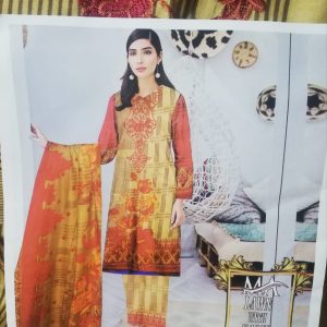 3Pcs Lawn Suit with lawn dupatta (Embroidery) for women and girls