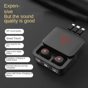 M88 Plus TWS Bluetooth 5.2 Headphones Touch Control Earphones LED Display Headset 9D HiFi Quality Wireless Earbuds With Power Bank 3 Styles Charging Line
