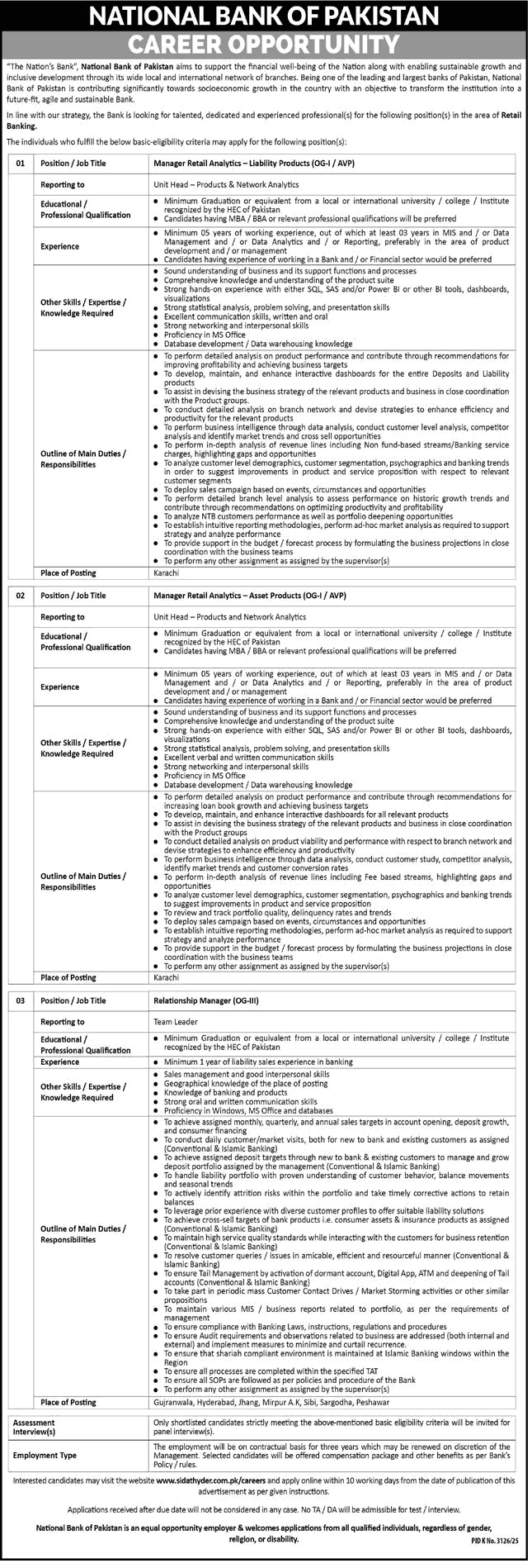 National Bank of Pakistan Jobs March 2026 April Apply Online Relationship Managers & Others Latest