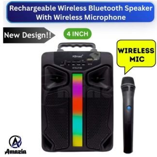 Rechargeable Portable Bluetooth Wireless Speaker Rgb With FREE Wireless Microphone Big Sound System Loud Speaker RGB With Wireless Mic High Stereo Bass & Woofer For Home MP3 Player Mobile Speaker For PC Computer & Laptop - Support USB , SD Card , FM Radio
