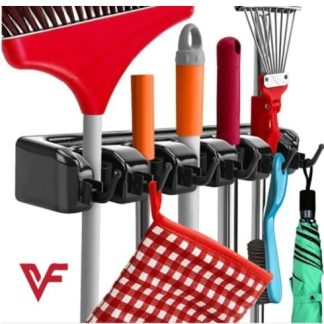 Mop And Broom Holder Wall Mount Heavy Duty Broom Holder Wall Mounted Or Tool Organizer For Home Garden Garage And Storage (5 Positions With 6 Hooks)