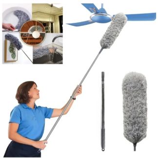 Long Microfiber Duster Extendable Cobweb Duster High Ceiling Brush Scratch Resistant Washable Bendable Dusters 100 Inches Extension